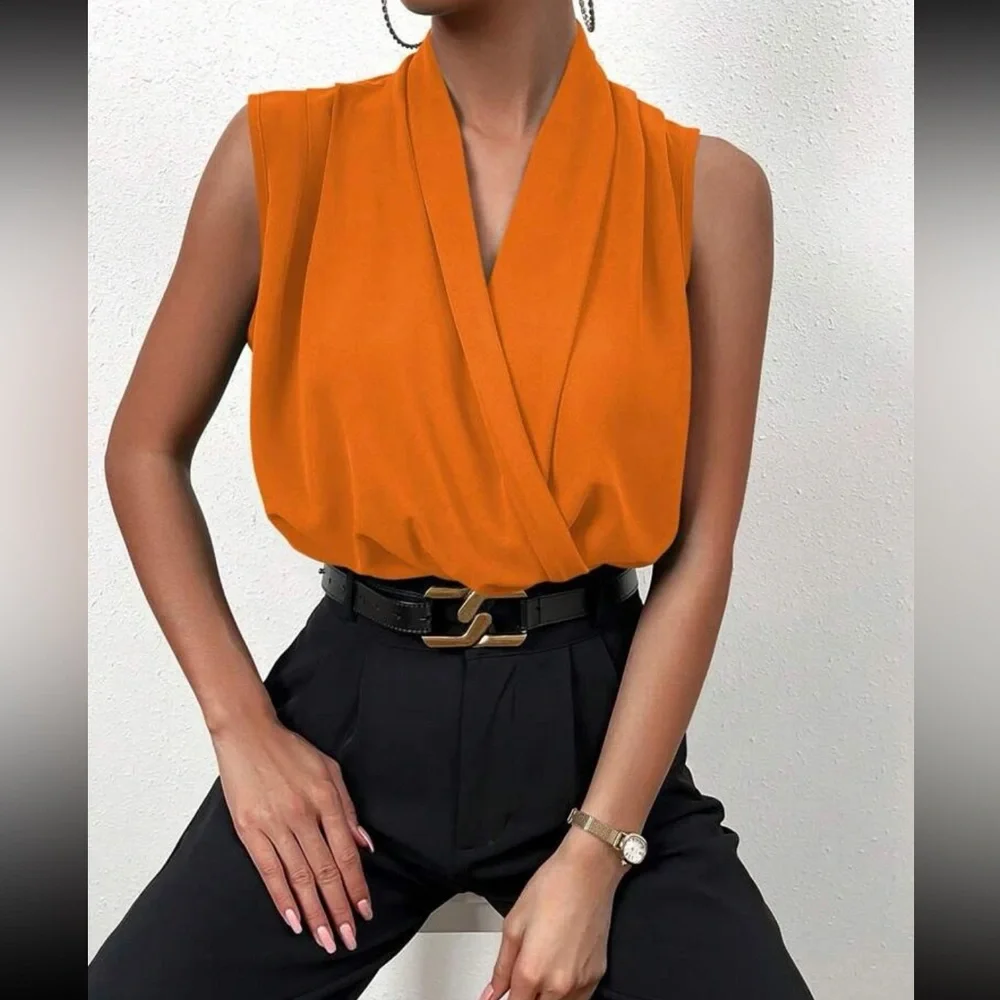 Luxe wrap hem surplice blouse - Picture 4 of 16